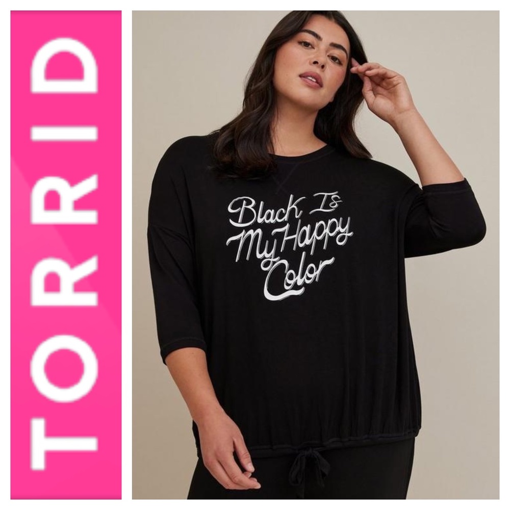 Torrid Plus Size Long Sleeve Drawstring Hem Sleep… - image 1